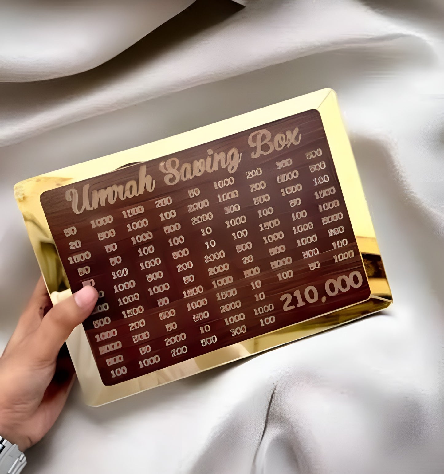 Umrah Saving Box - Wooden Islamic Money Saving Box - 280 Days