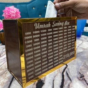 Umrah Saving Box - Wooden Islamic Money Saving Box - 280 Days