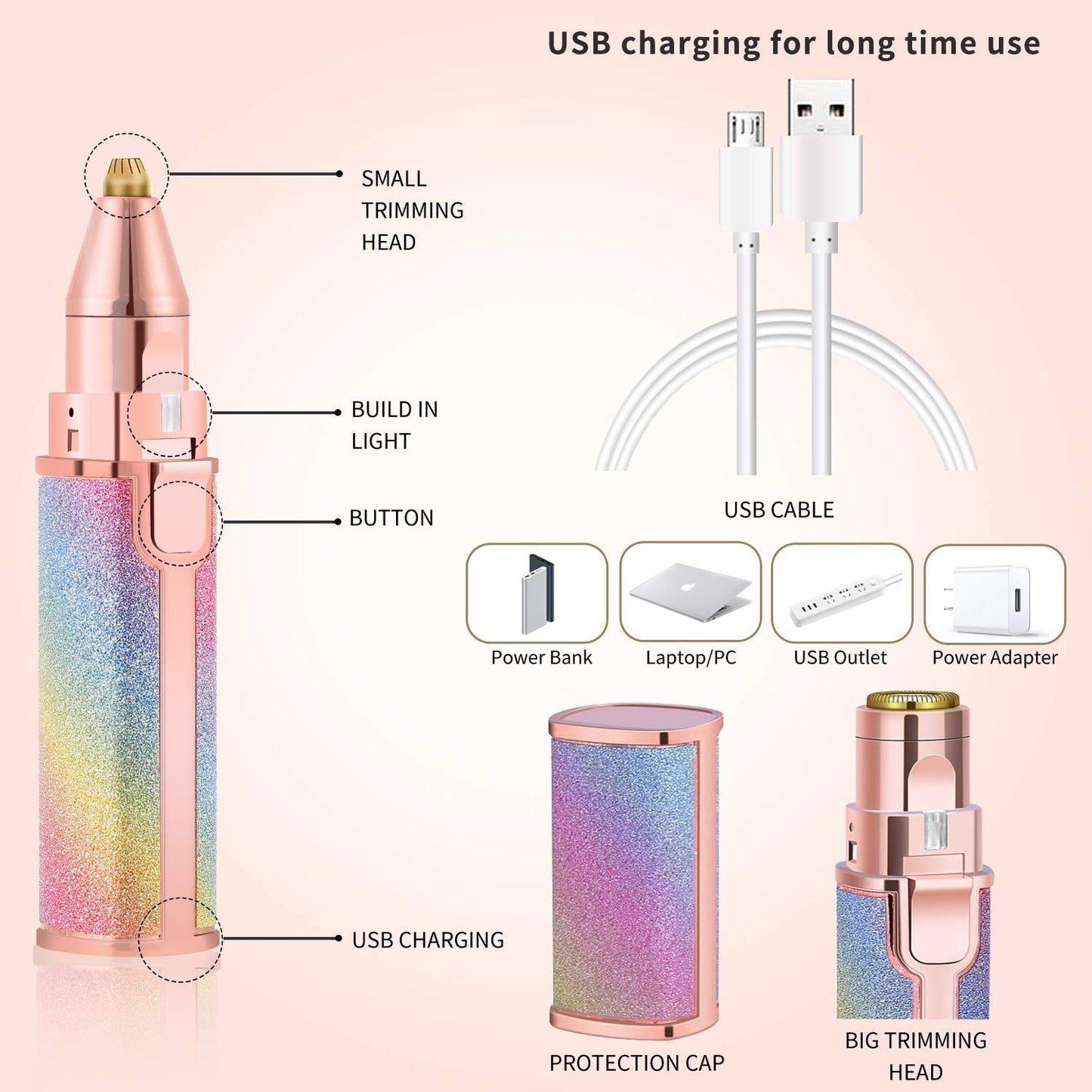 2-in-1 Flawless Eyebrow Trimmer USB Rechargeable