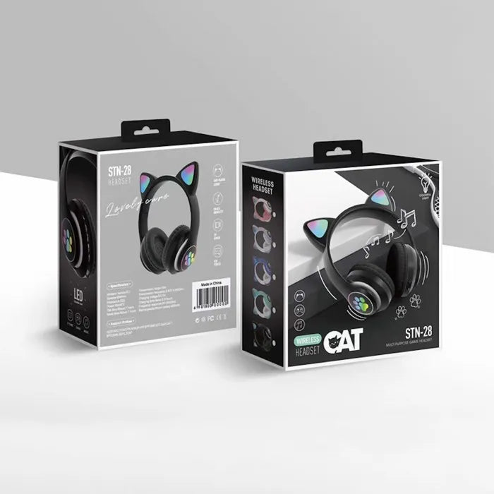 New STN 28 Cat Ear Bluetooth 5.0 Stereo Headset with RGB Lighting